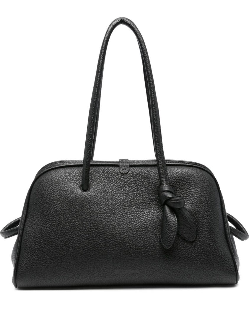 Jacquemus Black Calf Leather Knotted Zip Bag