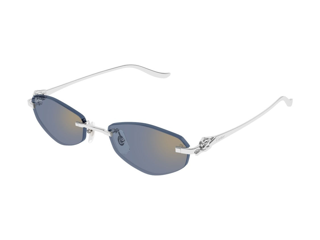 Cartier Blue Ct0675s Rimless Panther Sunglasses