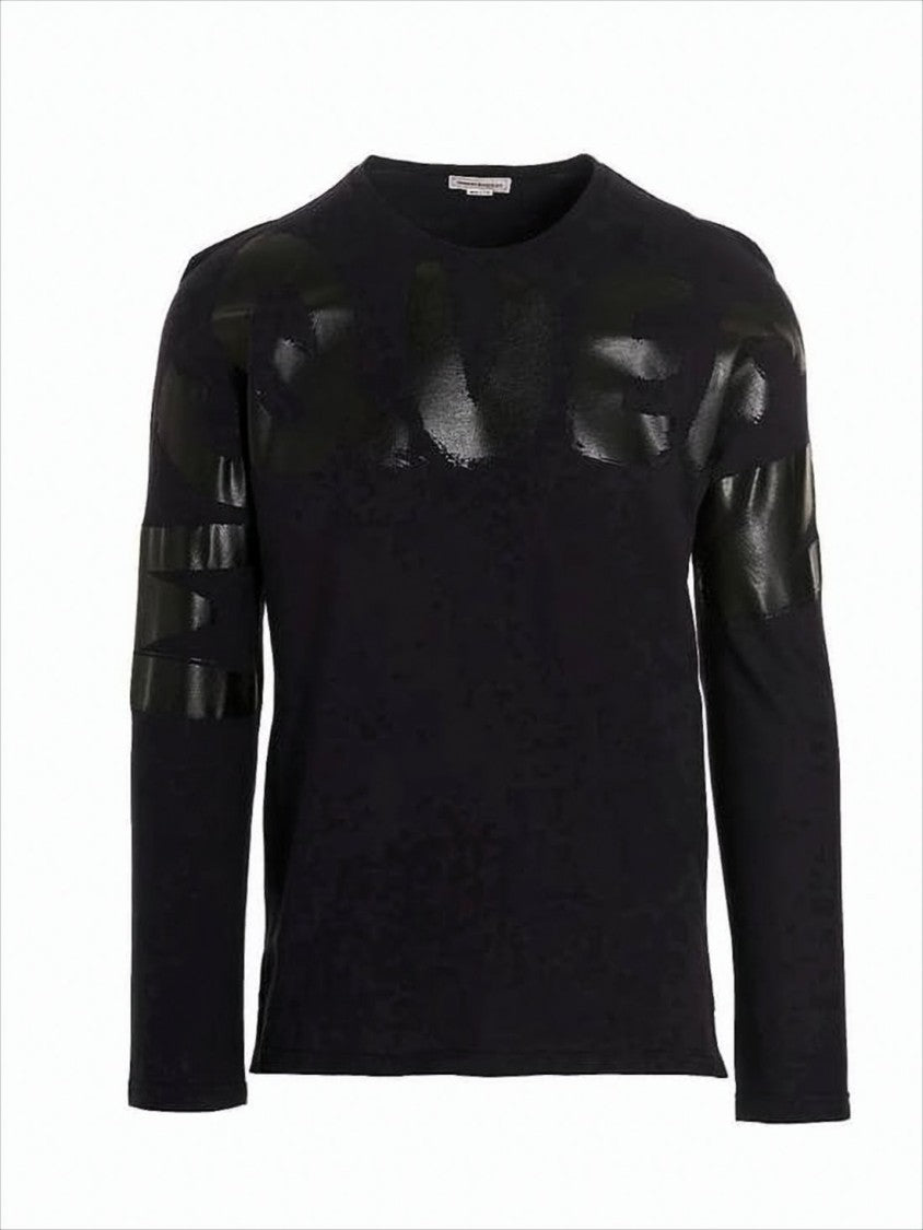 Alexander Mcqueen Long-Sleeve Black Cotton T-Shirt With Print