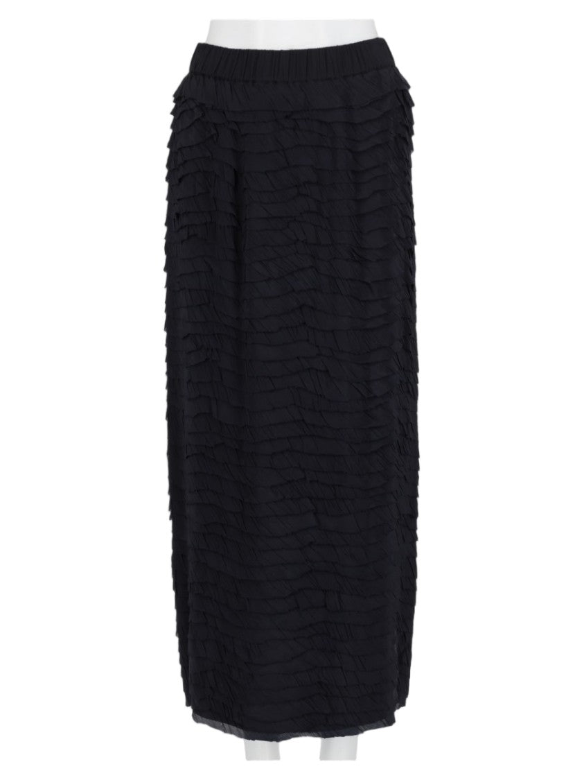 Alysi Blue Ruffled Layered Viscose Knee-Length Skirt