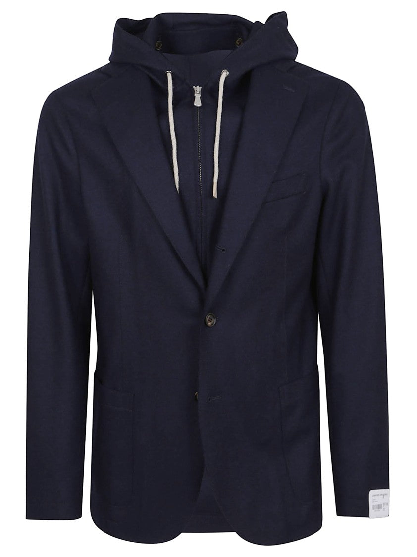 Eleventy Contemporary Single-Breasted Jacket With Integrated Hood