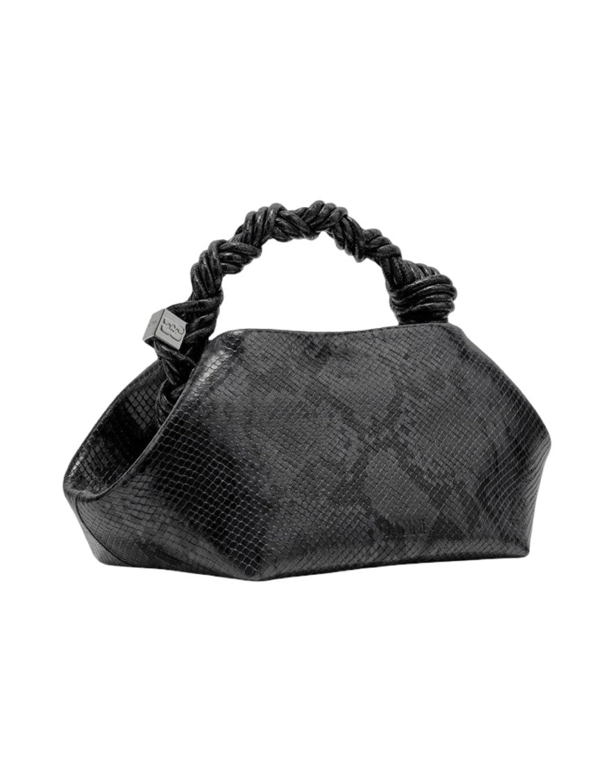 Ganni Structured Small Snake-Textured Bou Bag With Twisted Handle