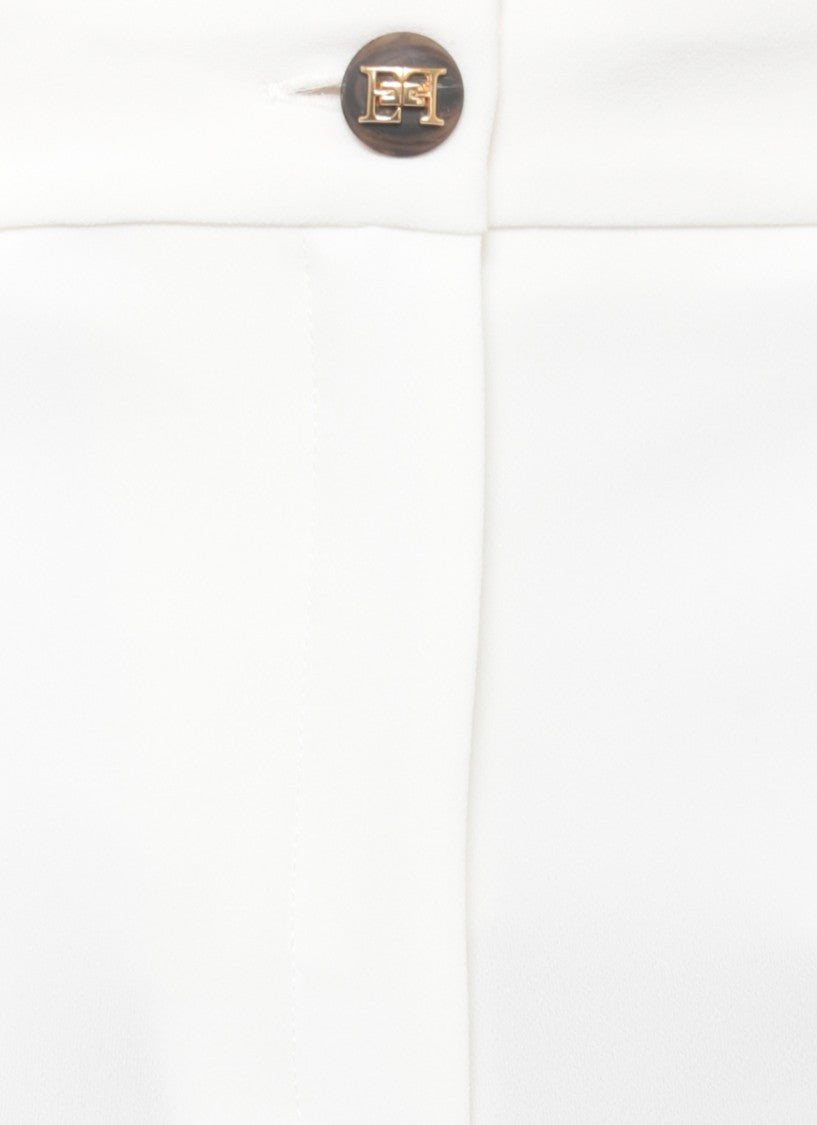 Elisabetta Franchi Ivory Logo Button Detail Shorts