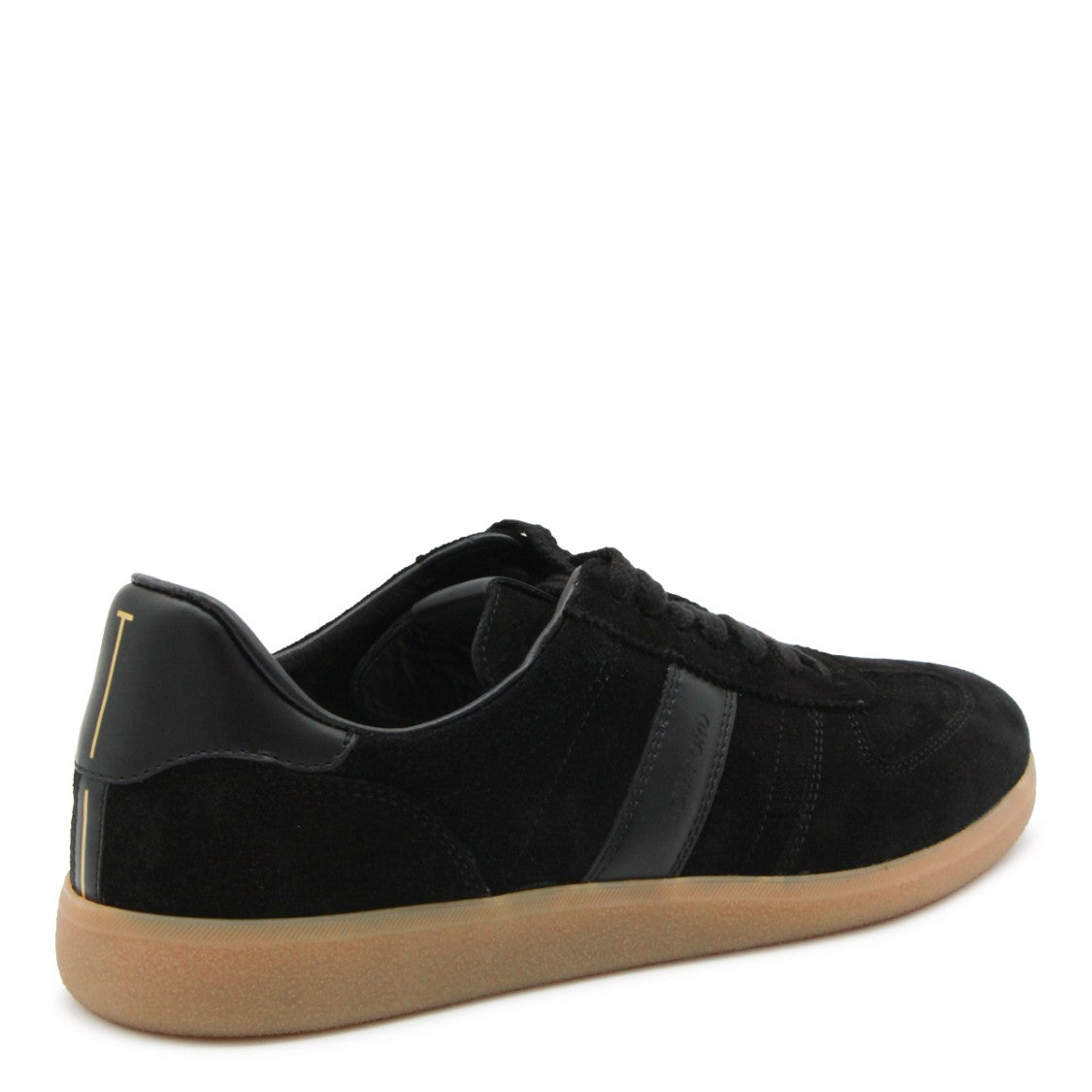 Tom Ford Black Leather Flat Rubber Sole Sneakers