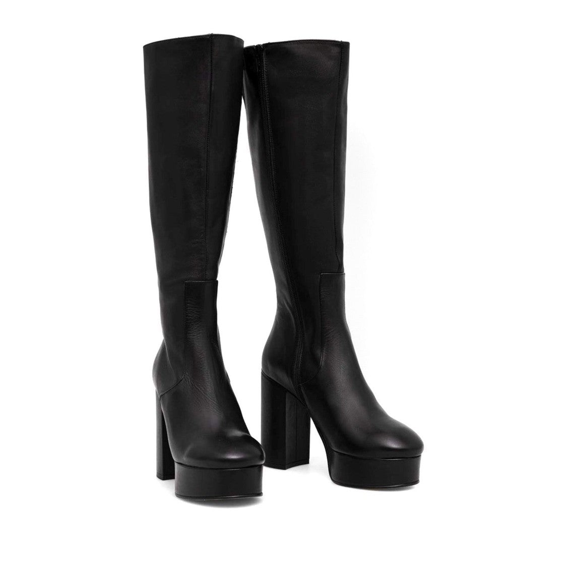 Alohas Black Joanna High Block Heel Leather Boots