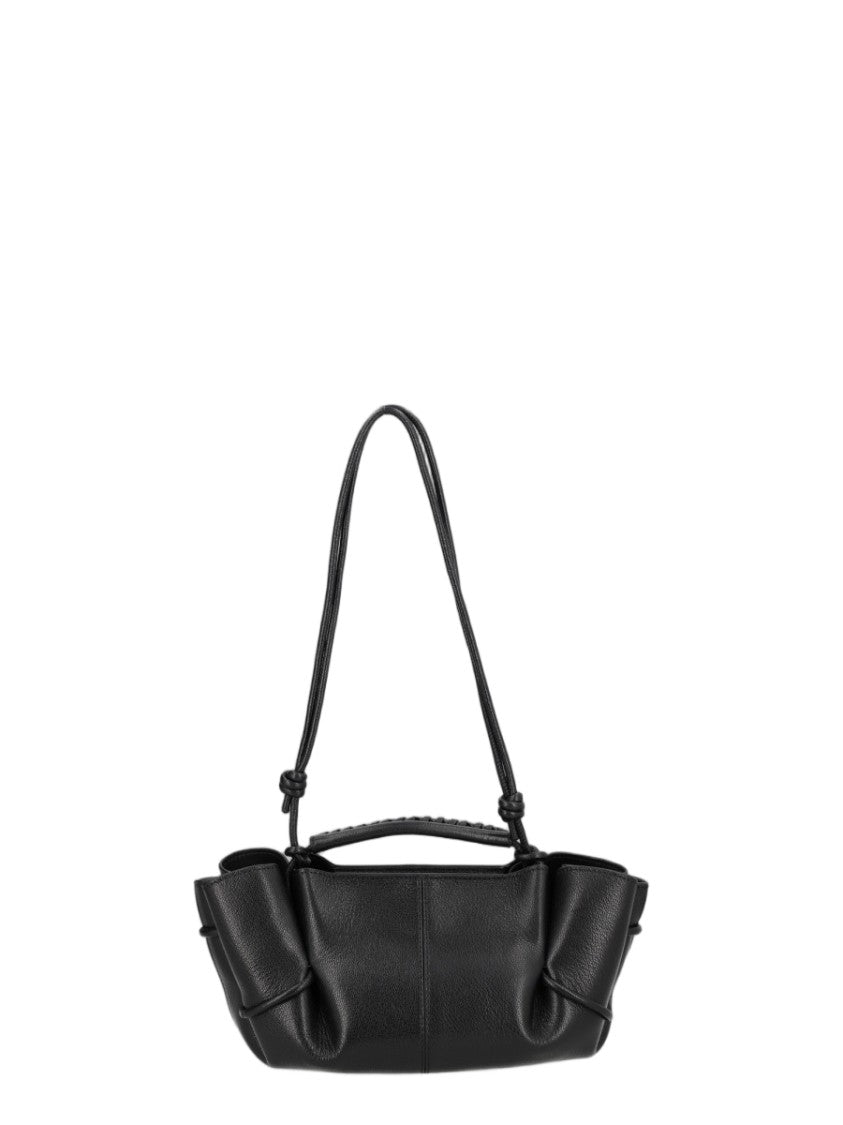 Hereu Black Structured Lambskin Adjustable Shoulder Bag
