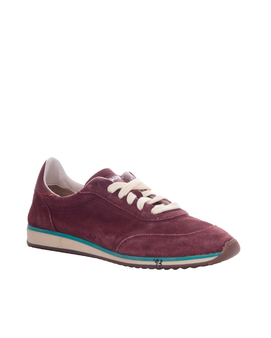 Patrizia Pepe Low-Profile Burgundy Suede Shoes With Contrasting Sole