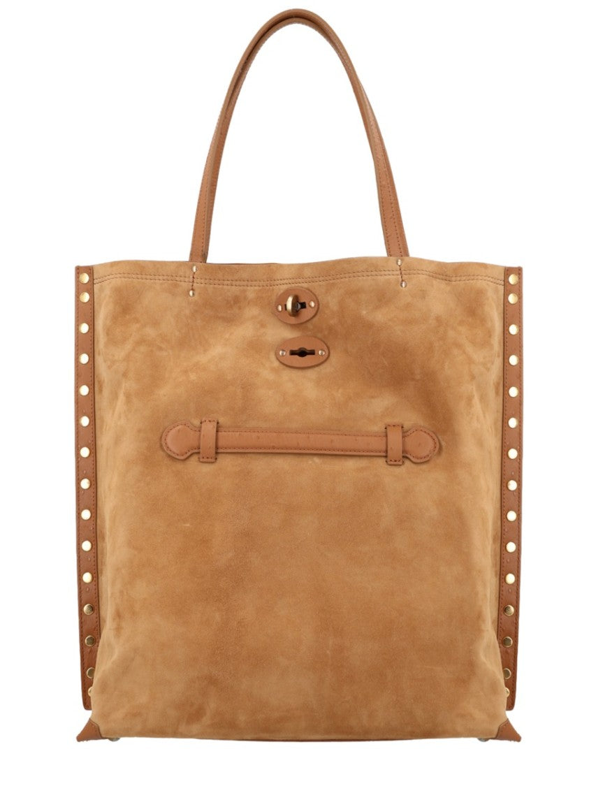 Zanellato Neutrals Lamb Leather Studded Tote Bag