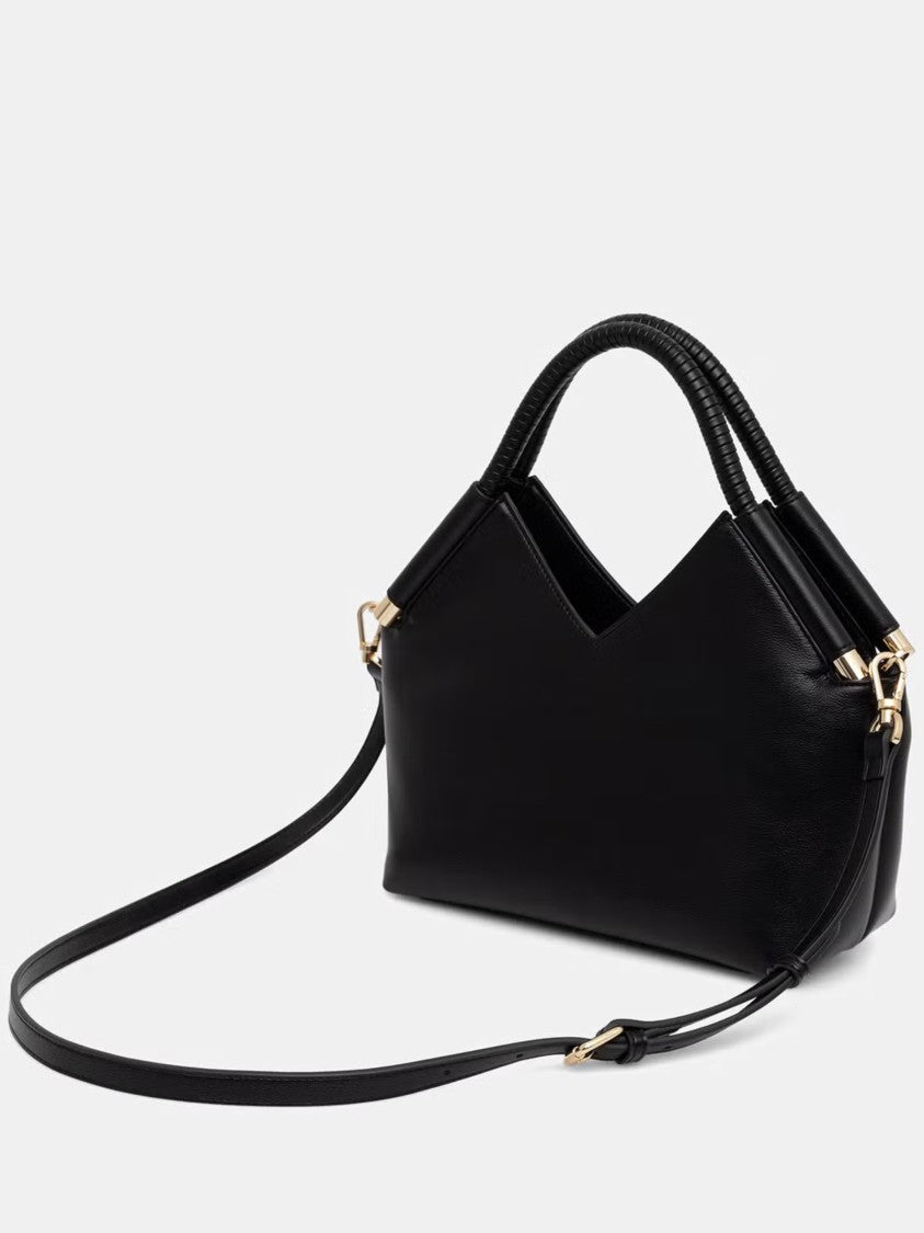 Twin-Set Angular Black Tote Bag With Gold-Tone Accents