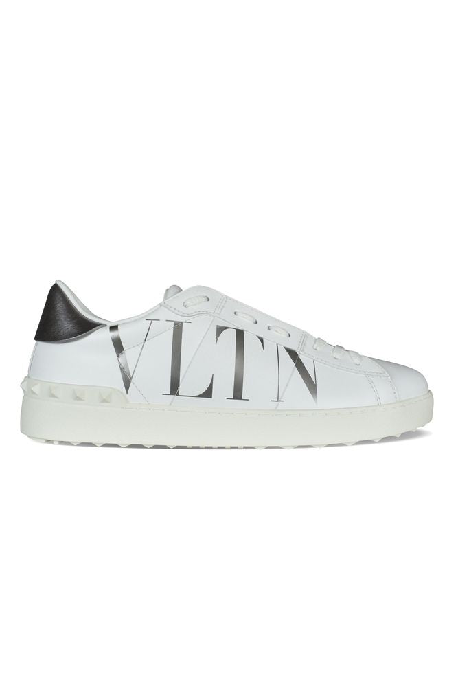 Valentino Garavani Low-Top White Leather Sneakers With Silver Embellishments