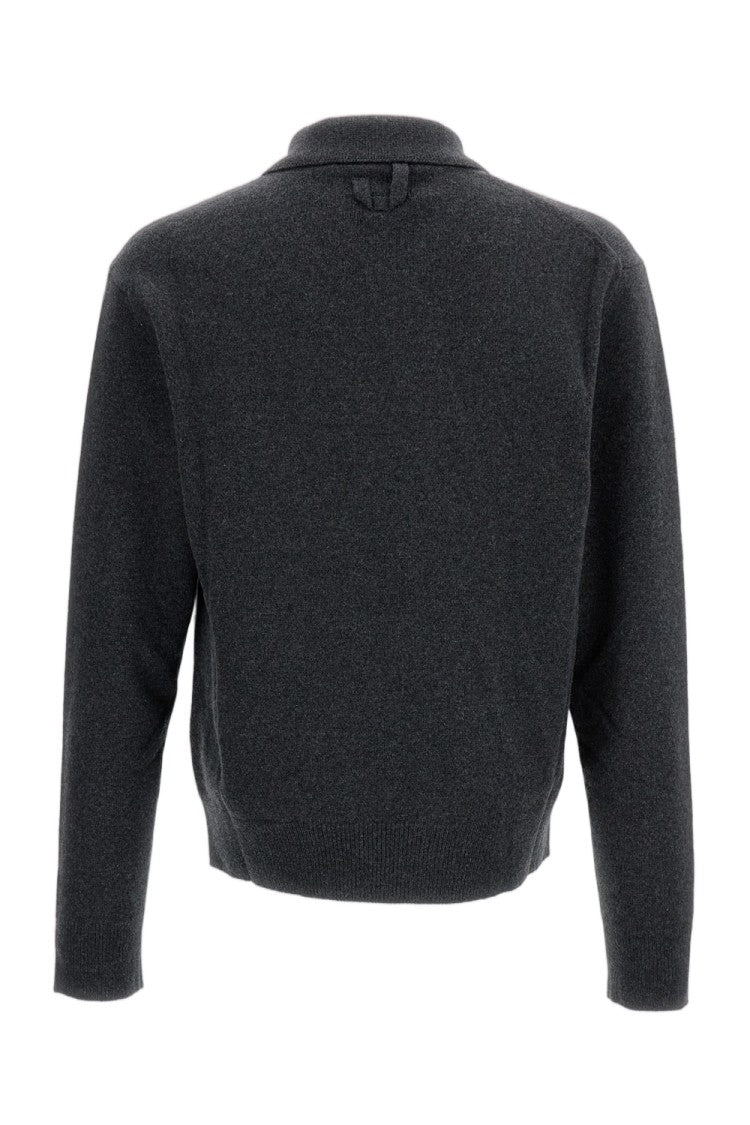 Jacquemus Wool Blend Cardigan With Diagonal Buttoning And Ribbed Finish