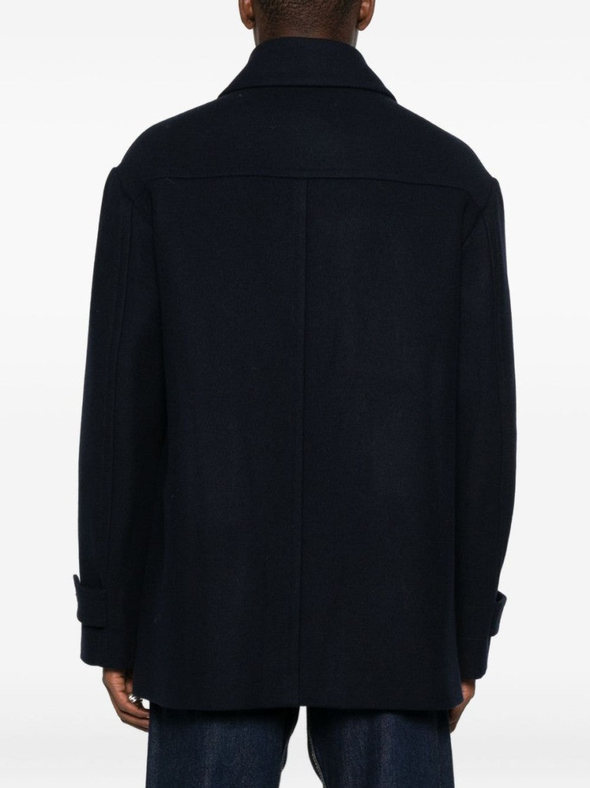 Dries Van Noten Blue Button Fastening Patch Pocket Coat
