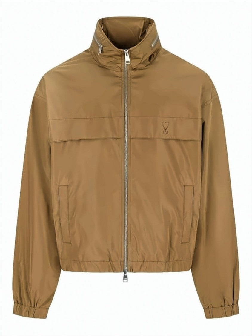 Ami Paris Cropped Lightweight Jacket With High Collar
