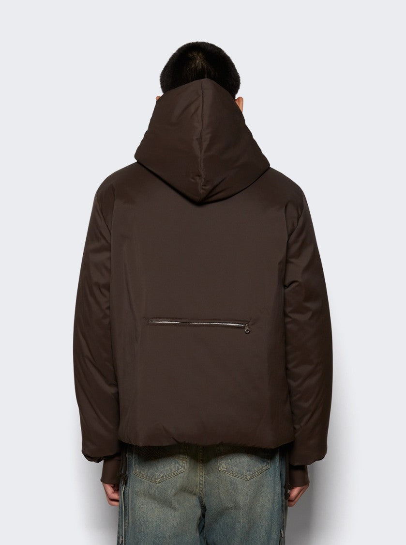 Courrèges Nylon Hooded Puffer Jacket Coffee