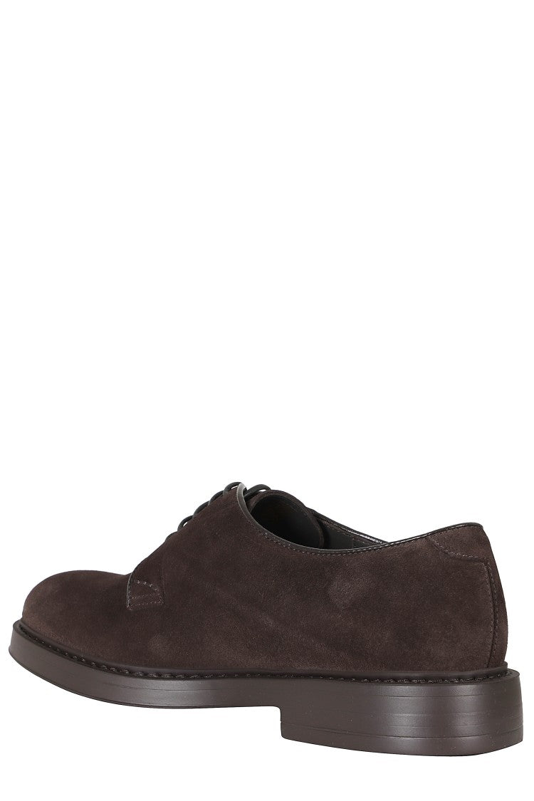 Doucal's Terre Rounded Toe Suede Derby Shoes