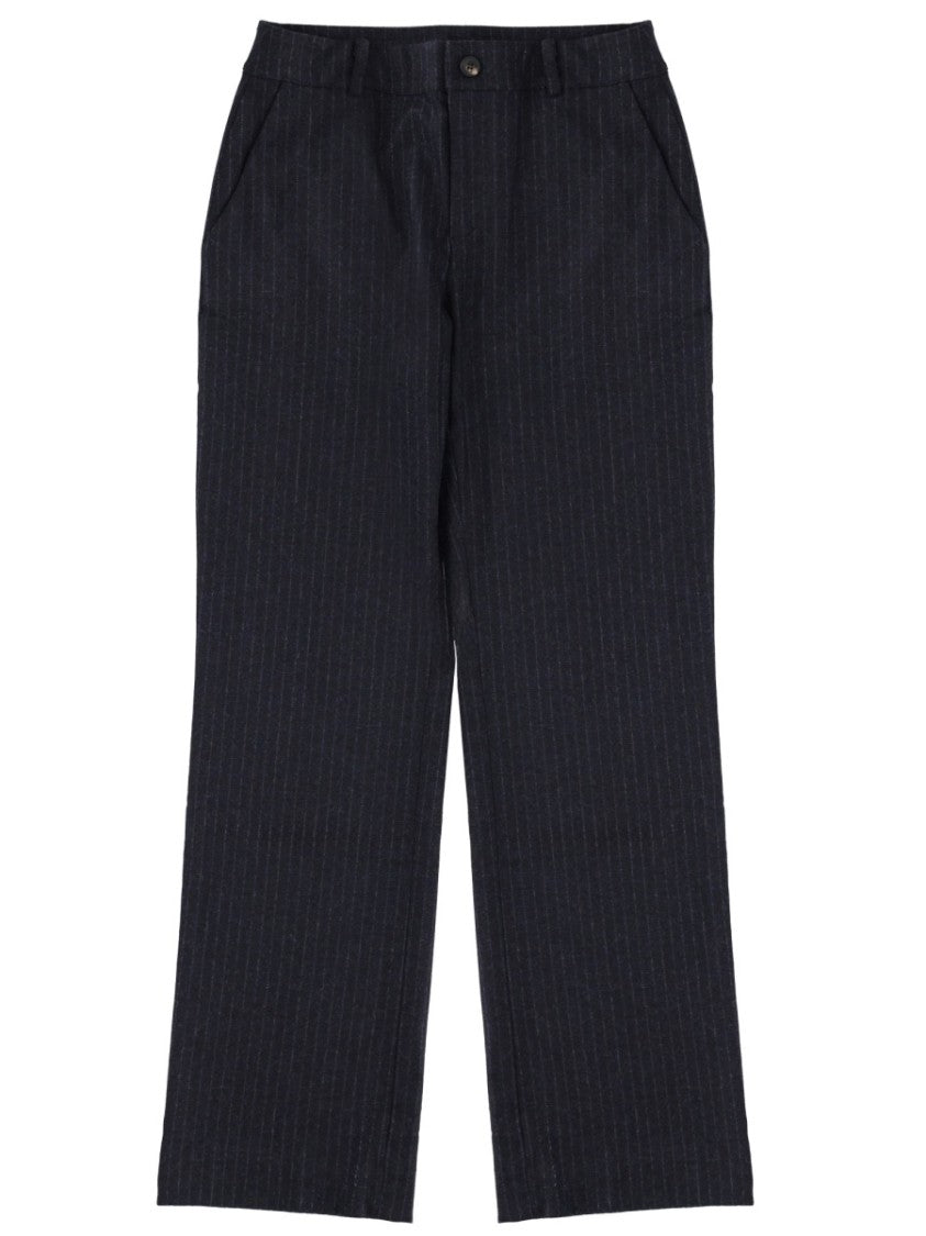 Paloma Wool Black Recycled Wool Pinstripe Straight-Leg Pants