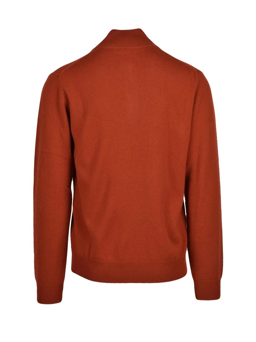 Gant Rust Wool Pullover With Half-Zip And Embroidered Logo