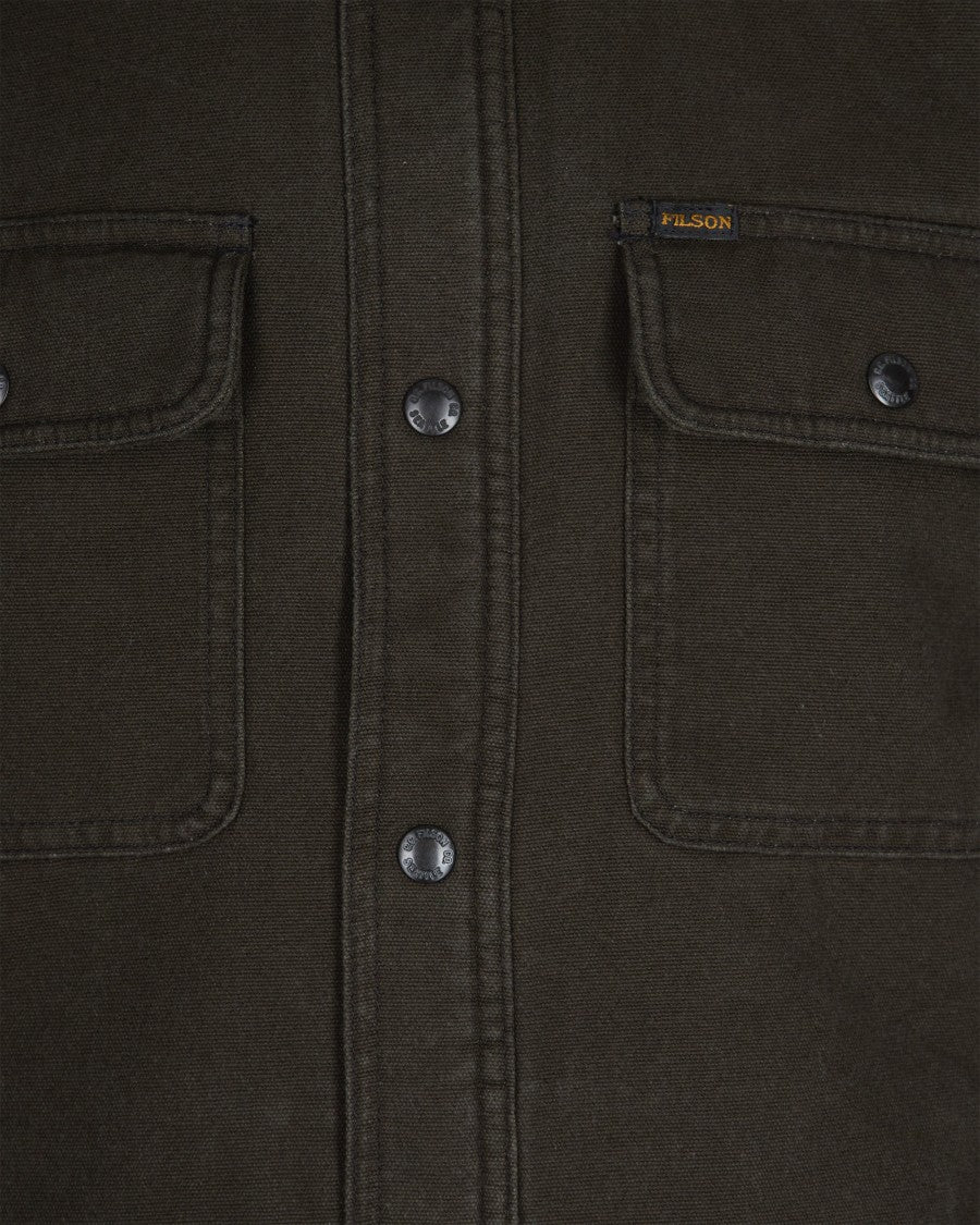Filson Fleece-Lined Cotton Canvas Shirt Jacket With Snap Closure