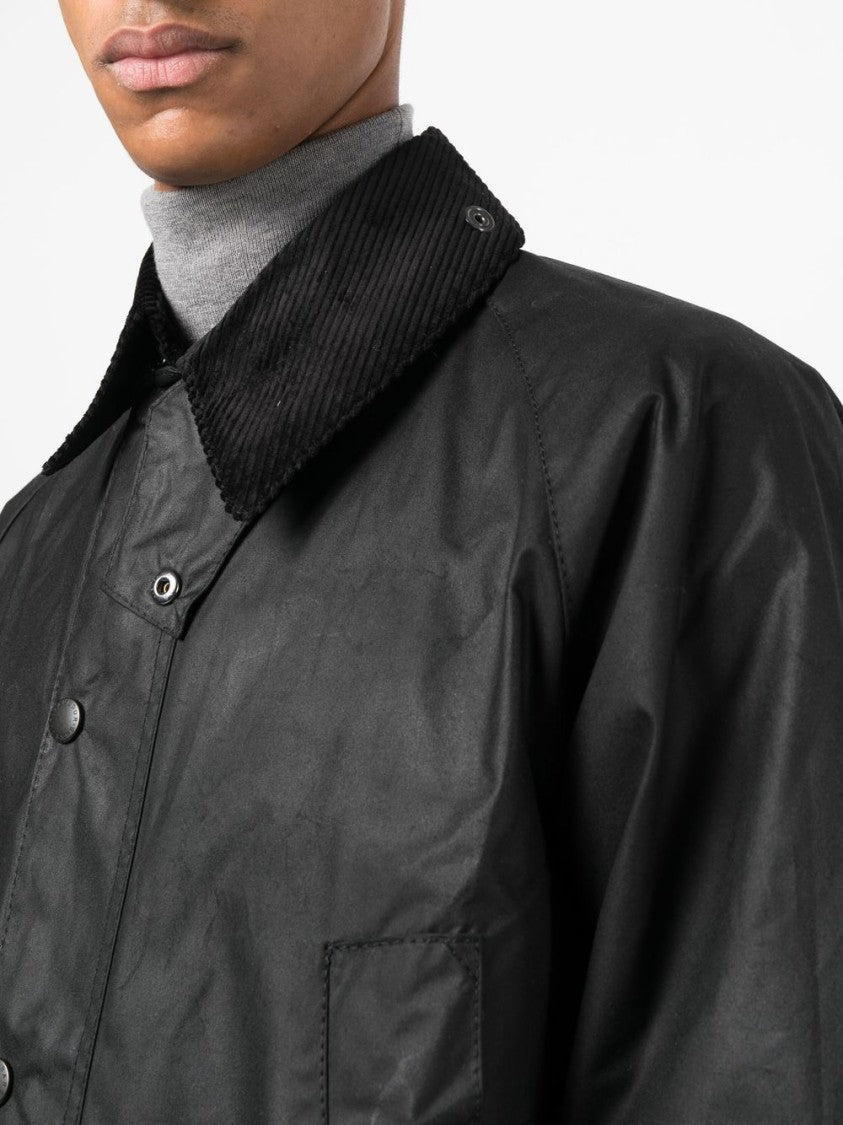 Barbour Boxy Silhouette Black Jacket With Corduroy Collar
