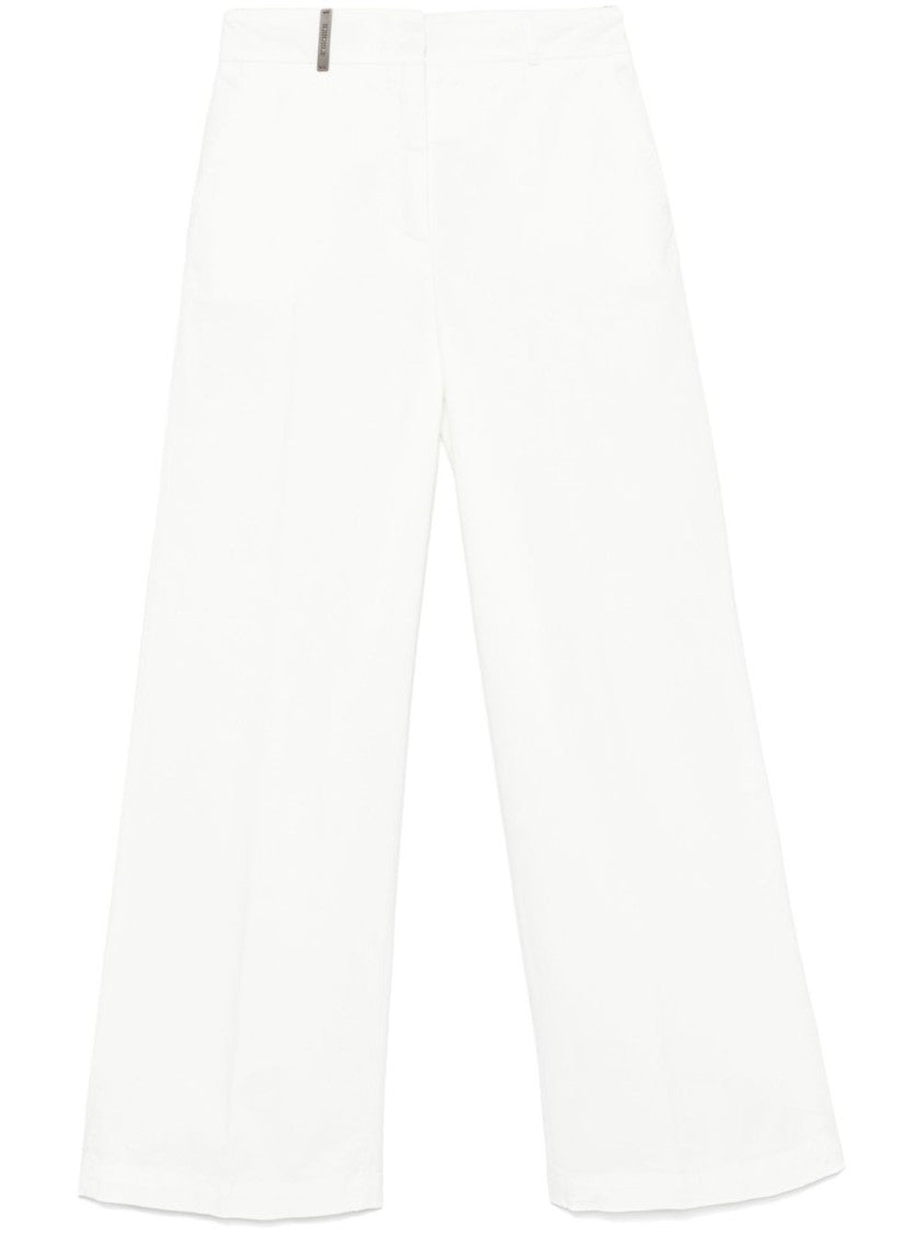 Peserico Wide-Leg White Trousers With Hidden Closure
