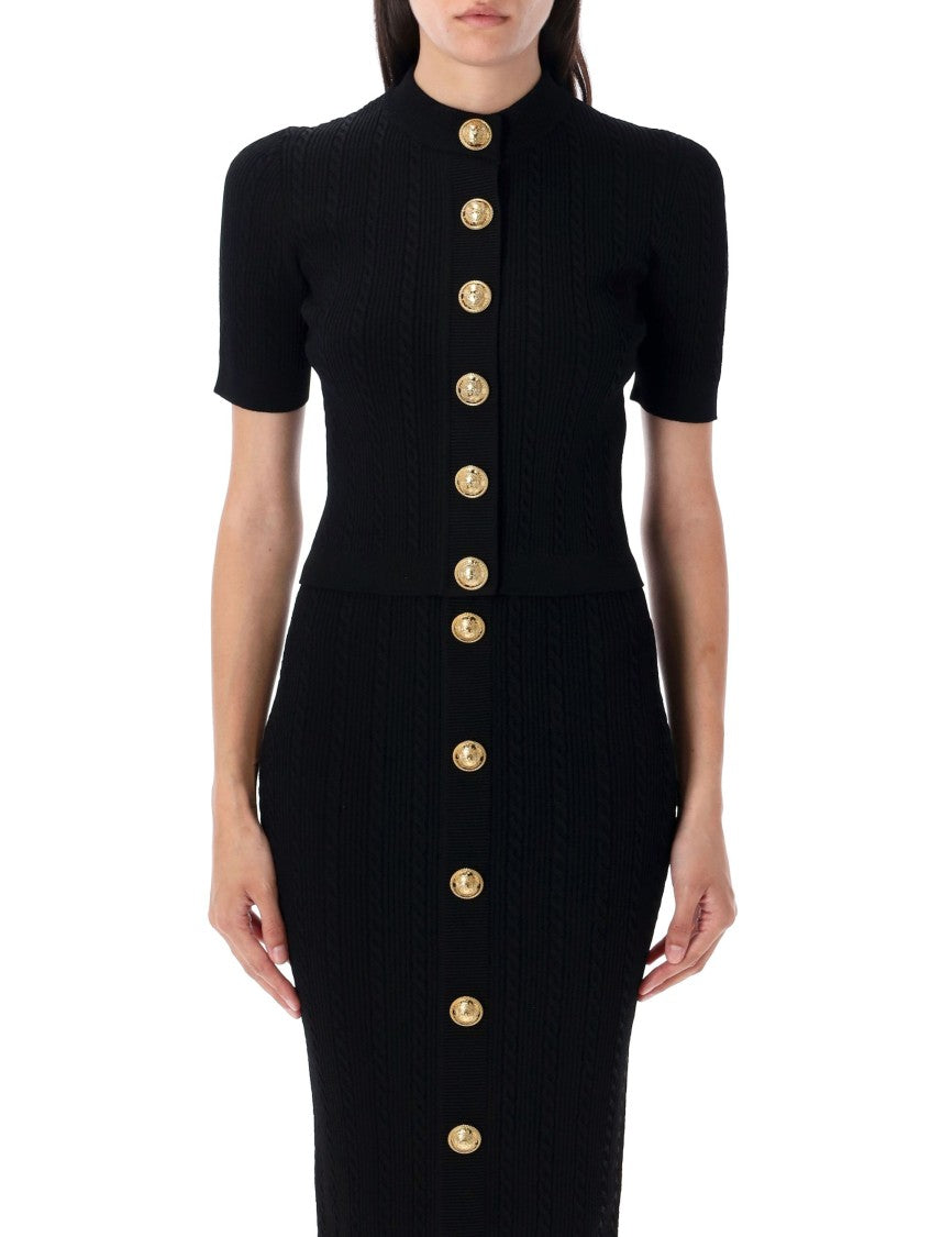 Balmain Ss Buttoned Torsade Knit Cardigan