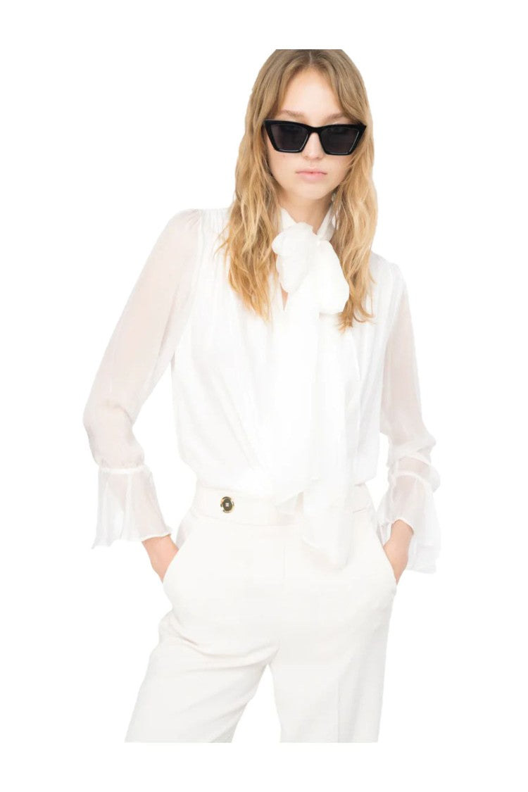 Pinko White Long-Sleeved Bodysuit