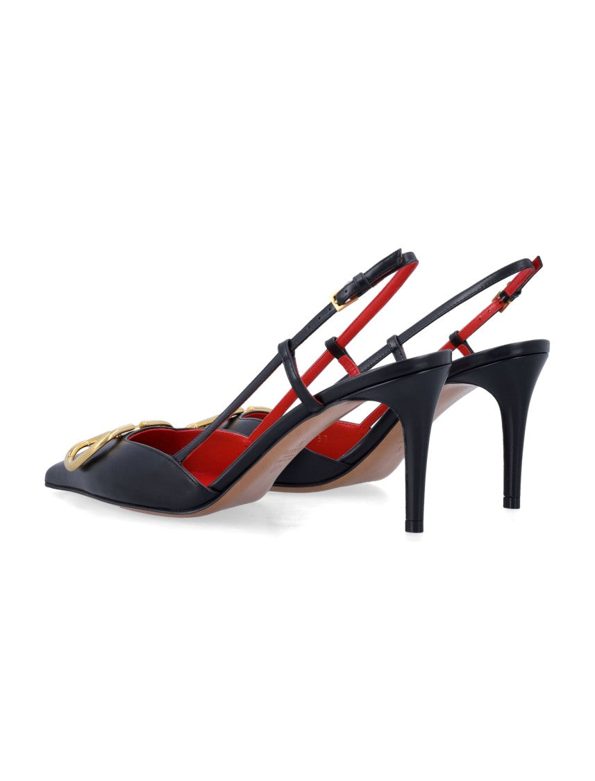 Valentino Garavani Vlogo Vitello Leather Slingback Pumps