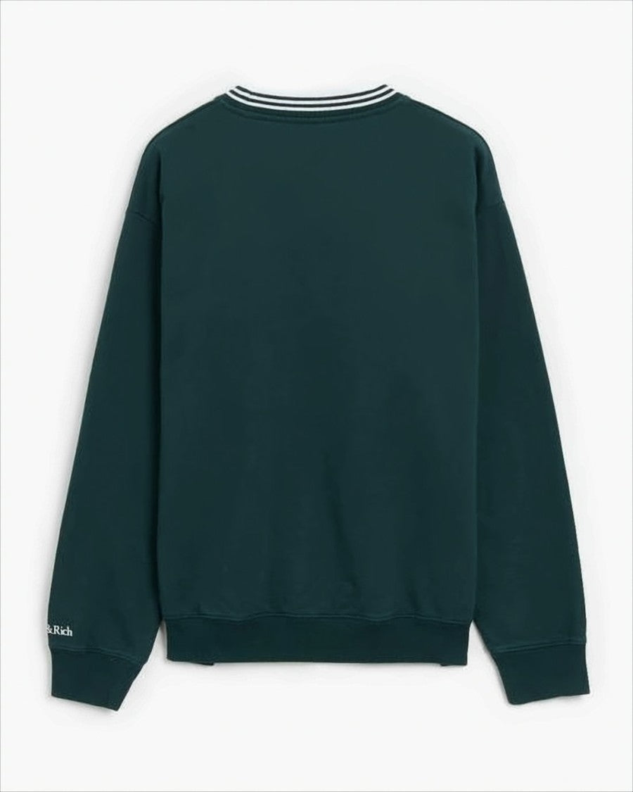 Sporty And Rich Long-Sleeve Cotton Sweatshirt With Contrasting Stripes