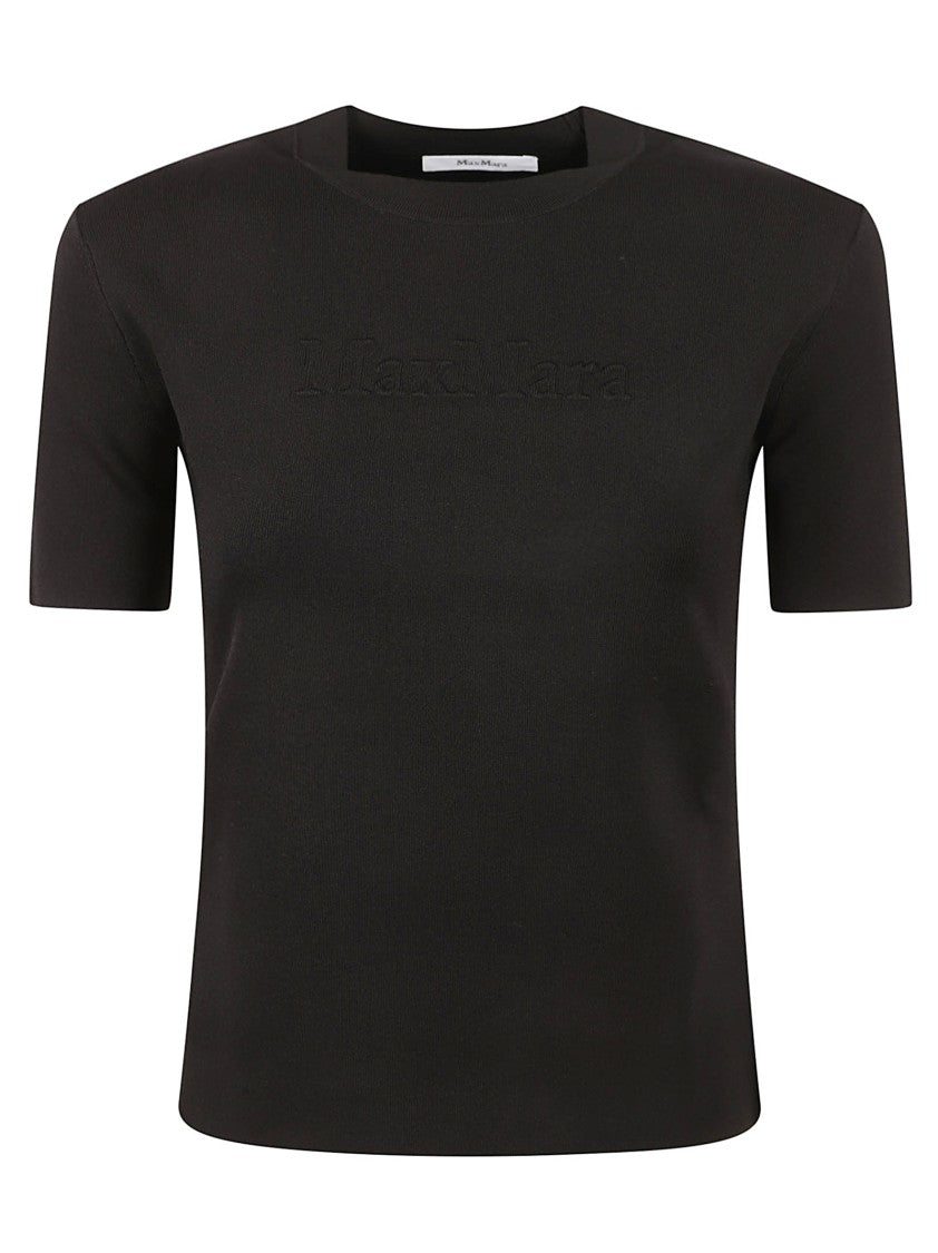 Max Mara Black T-Shirt With Embossed Logo