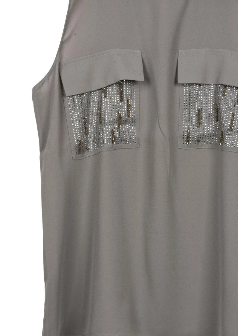 Liu Jo Sage Green Polyester Sleeveless Top