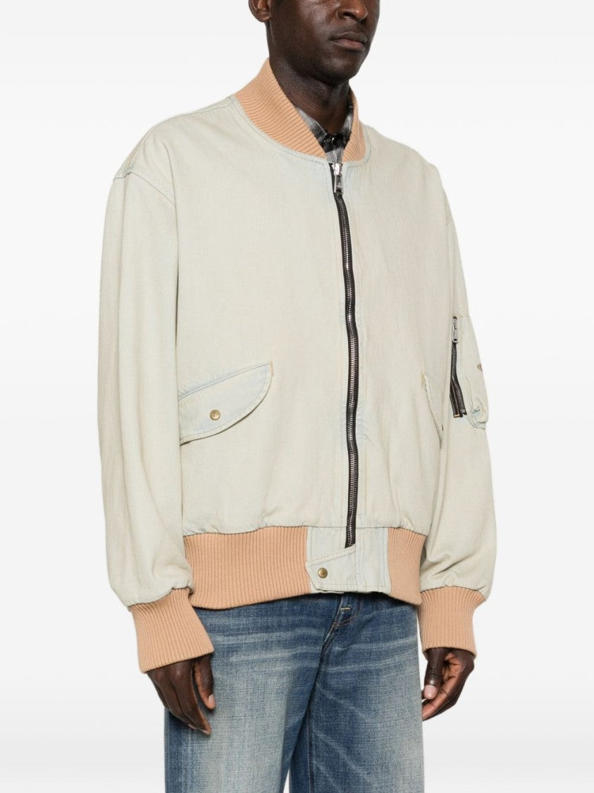 Vivienne Westwood Light Blue Casual Jacket With Ribbed Trim And Functional Pockets