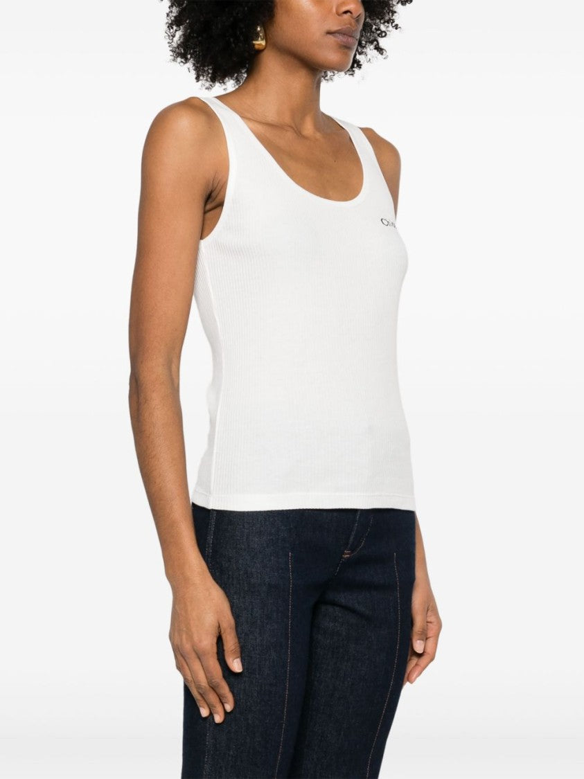 Chloé Ribbed Sleeveless Top With Embroidered Logo