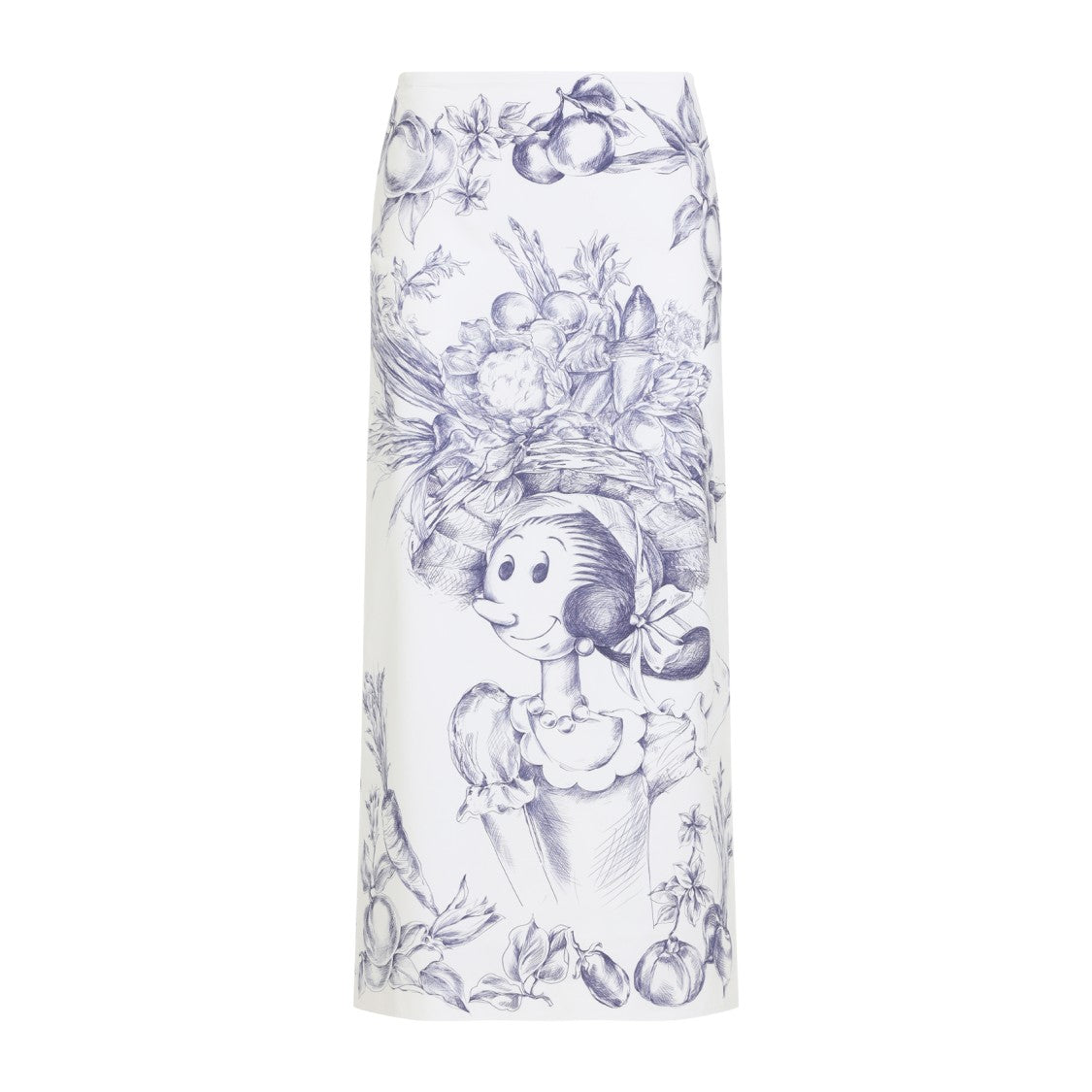 Moschino Maxi Skirt With Whimsical Floral Character Illustration