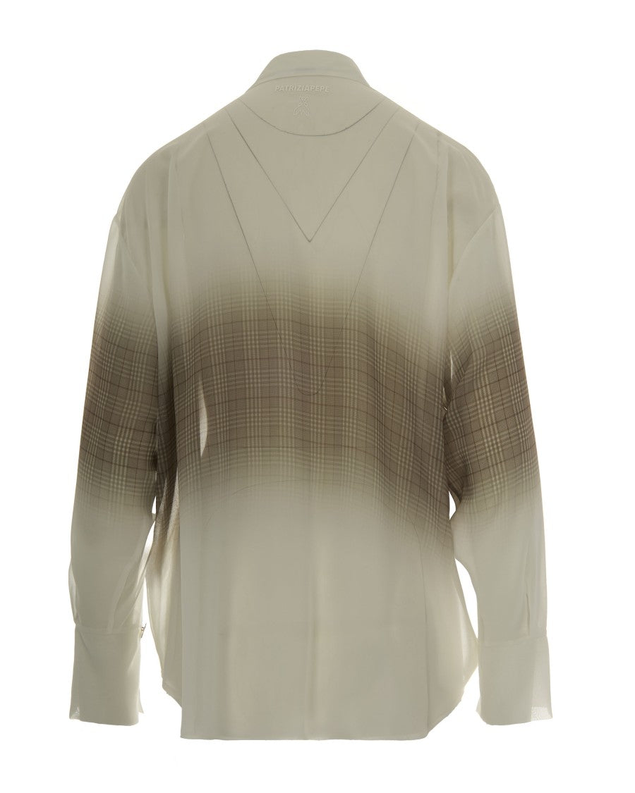Patrizia Pepe Lightweight Checked Stone Beige Shirt