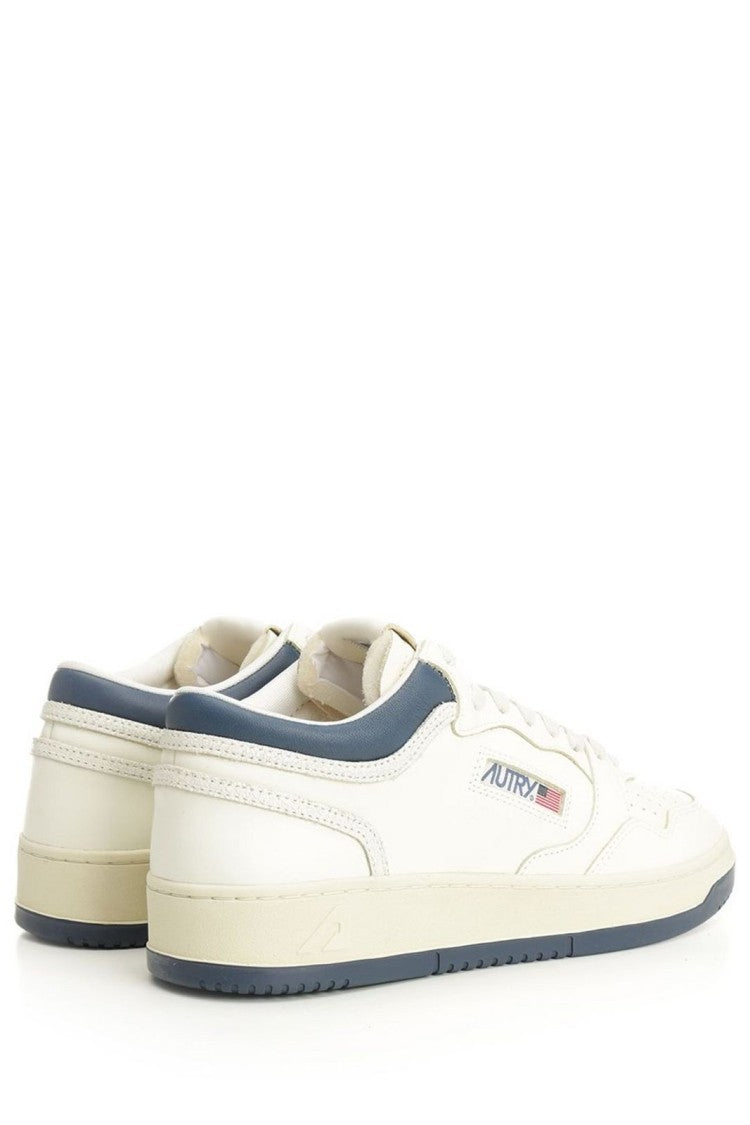 Autry Med-Way Mid Sneakers  In Pelle Blu, Marsh