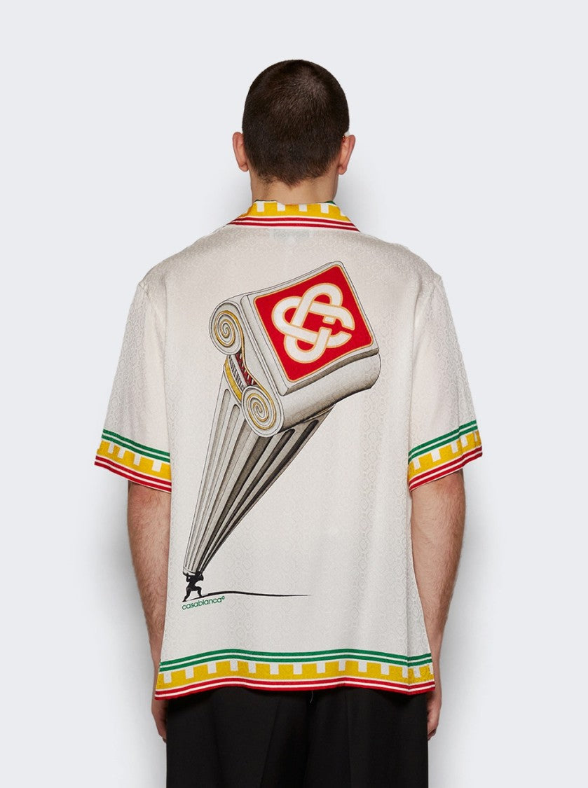 Casablanca Leaning Column Cuban Collar Shirt White