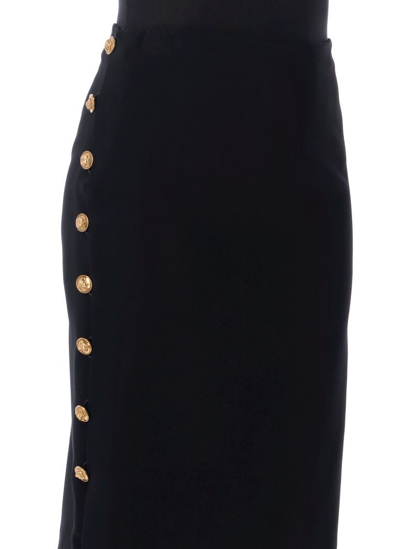 Versace Gold Button Accent Knee-Length Skirt