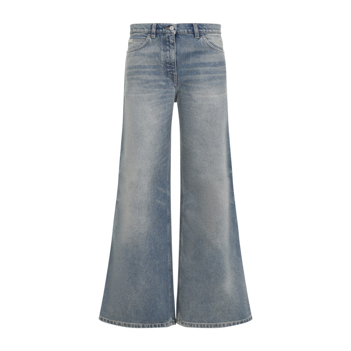 Courrèges Vintage Denim Blue Cotton Hammer Denim Baggy Pants