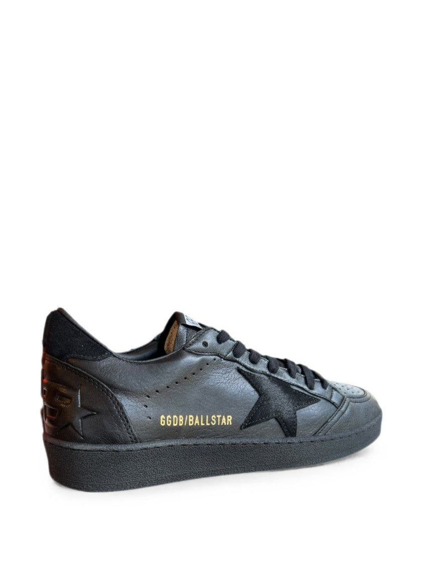 Golden Goose Black Star Gold Accent Silk Nylon Low-Top Sneakers