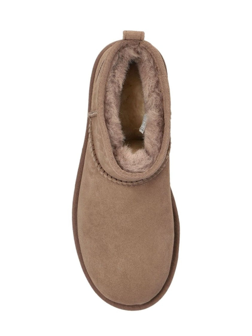Ugg Beige Suede Plush-Lined Ankle Boots
