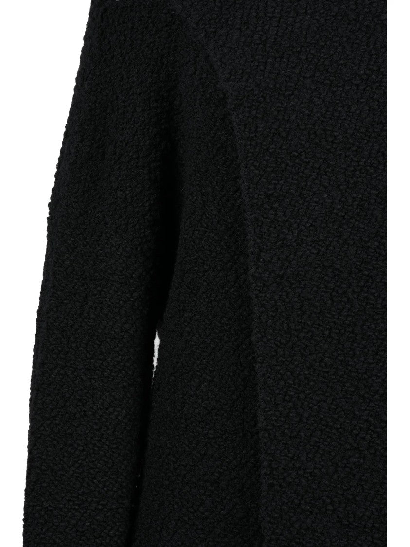 Alberta Ferretti Black Virgin Wool-Blend Asymmetrical Bouclé Jacket