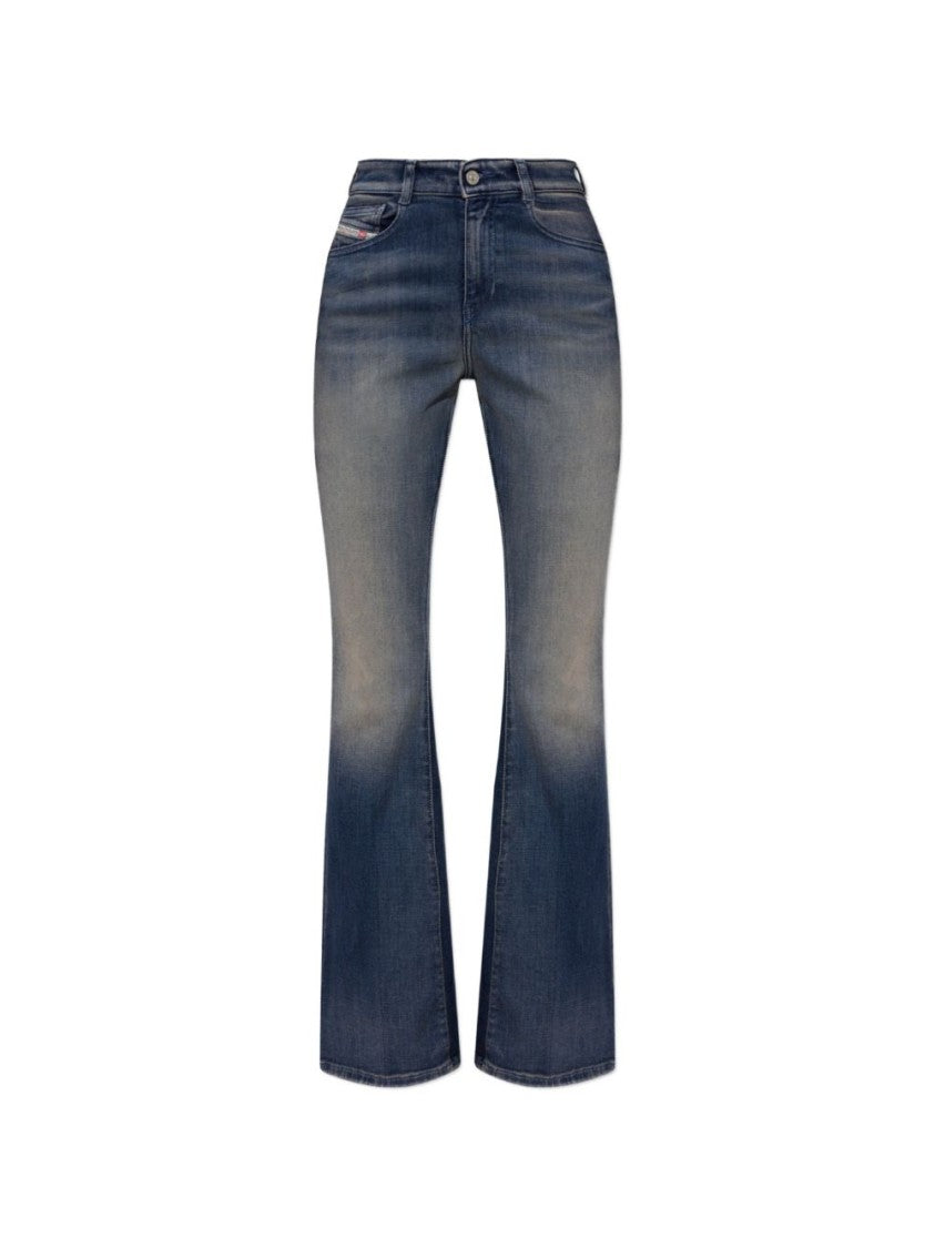 Diesel Blue High-Waisted Denim Wash Effect Jeans