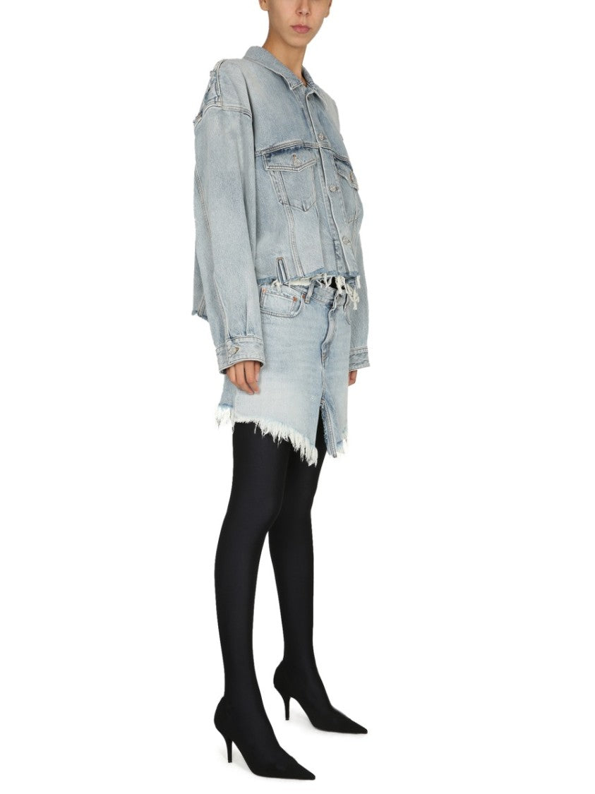 Balenciaga Fitted Mini Skirt With Belt Loops In Cotton