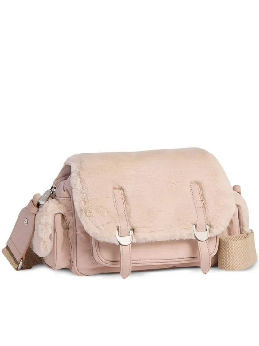 Coccinelle Campus Plush Flap Nylon Shoulder Bag