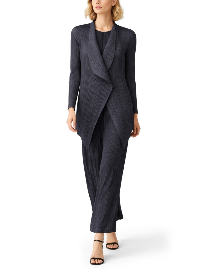 Pleats Please Issey Miyake Neutrals Pleated Cropped Polyester Wide-Leg Pants