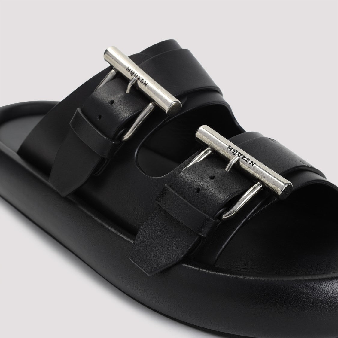 Alexander Mcqueen Black Leather Sandal