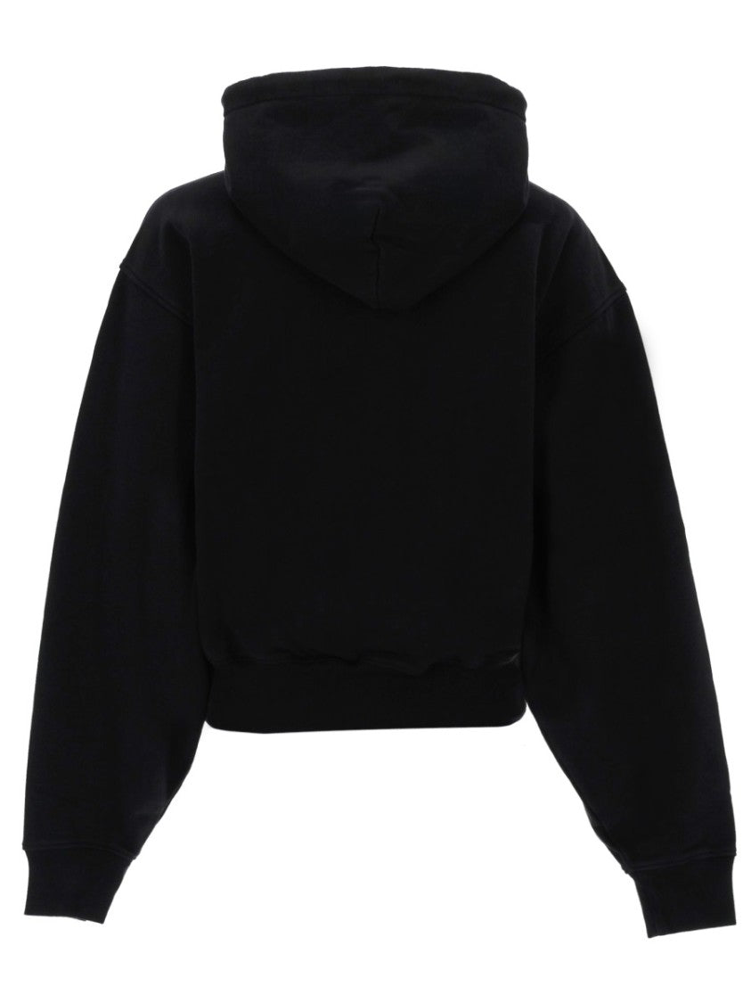 Alexander Wang Cropped Zip-Up Cotton Hoodie