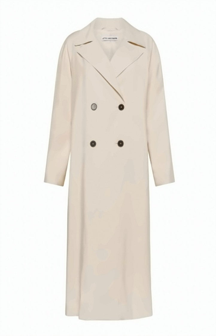 Attic And Barn Double-Breasted Wide Lapel Knee-Length Coat