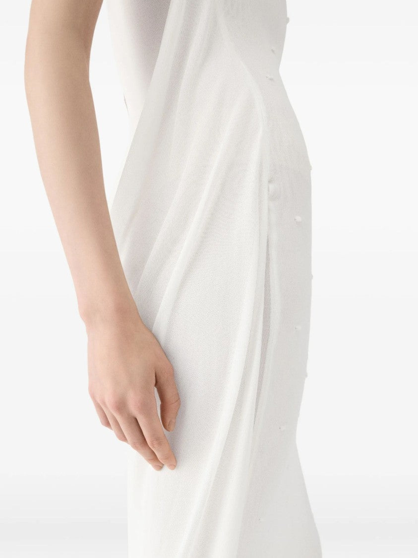 Jacquemus White Sheer Polka Dot Viscose Maxi Dress