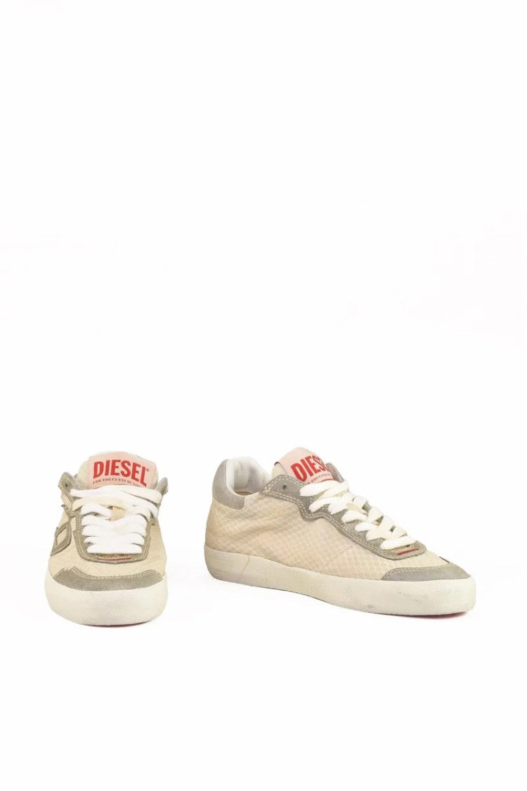 Diesel Green/Beige Other-Fibers Leather Sneakers